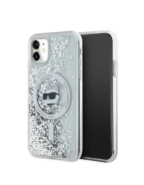 Karl Lagerfeld Liquid Glitter Choupette Head MagSafe Case for iPhone 11 / Xr - Transparent