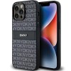 DKNY Leather Mono Stripe &amp;amp; Metal Logo case for iPhone 14 Pro - black