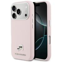 Karl Lagerfeld Karl &amp;amp; Choupette Head Pins Saffiano MagSafe Case for iPhone 17 Pro Max - Pink
