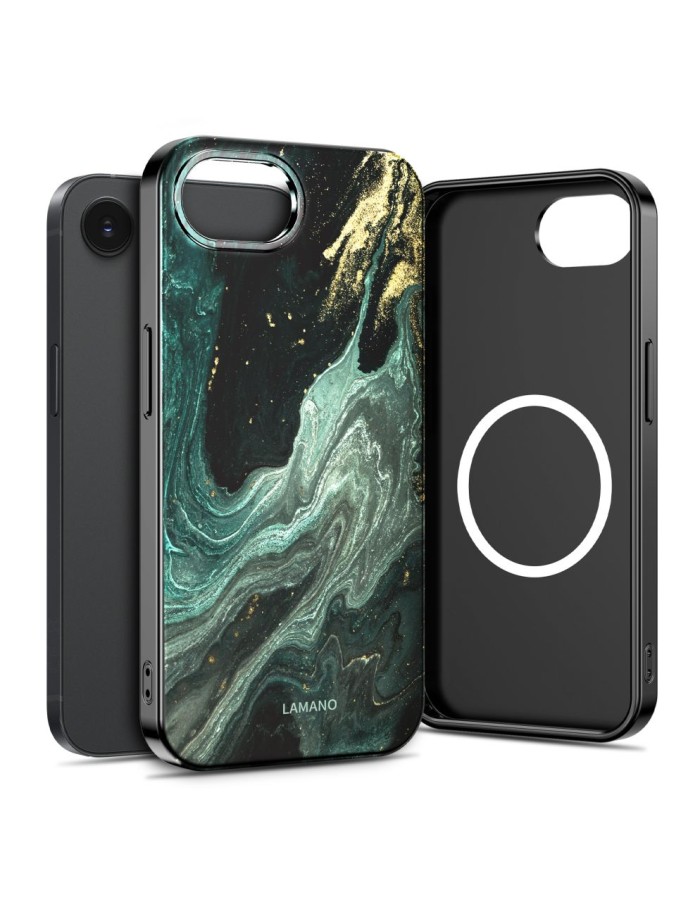 Tech-Protect Lamano MagSafe Case for iPhone 16e / 17e - Black and Green Tech-Protect Lamano MagSafe Case for iPhone 16e / 17e - Black and Green