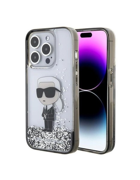 Karl Lagerfeld Liquid Glitter Ikonik case for iPhone 15 Pro - transparent
