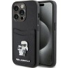Karl Lagerfeld Saffiano Cardslot Karl&amp;amp;Choupette Metal Pin case for iPhone 15 Pro - black