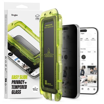 Ringke Easy Slide 2-pack Privacy Glass for iPhone 17 Pro - Black