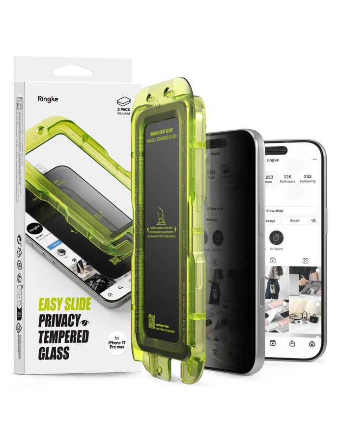 Ringke Easy Slide 2-pack Privacy Glass for iPhone 17 Pro - Black Ringke Easy Slide 2-pack Privacy Glass for iPhone 17 Pro - Black