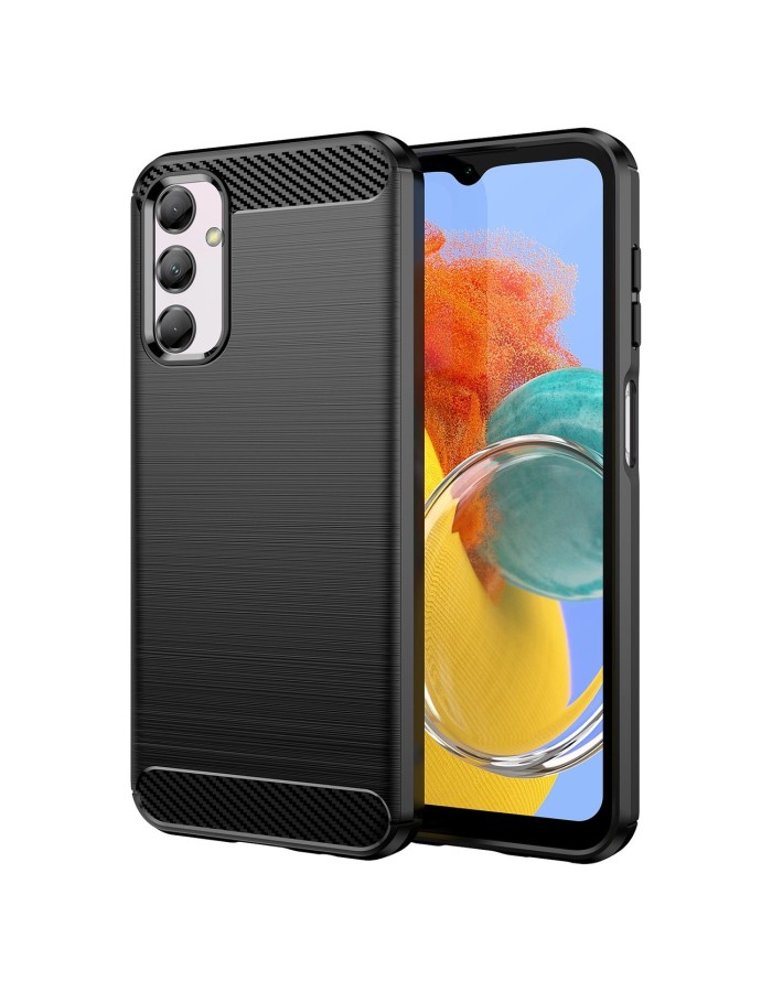Flexible carbon pattern case for Samsung Galaxy M14 Carbon Case - black