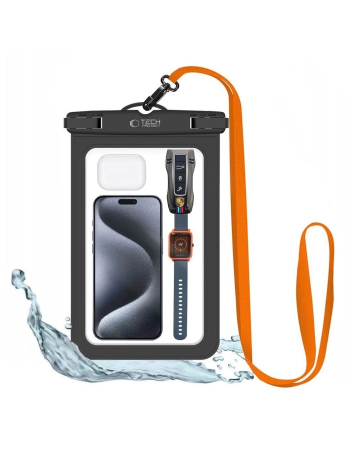 Tech-Protect Waterproof Case UWC9 waterproof for devices up to 8.9" - black and orange