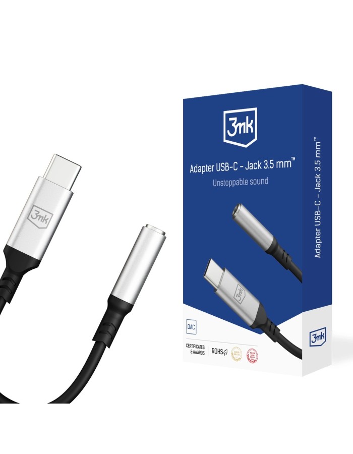 3mk USB-C adapter - 3.5 mm minijack - silver 3mk USB-C adapter - 3.5 mm minijack - silver