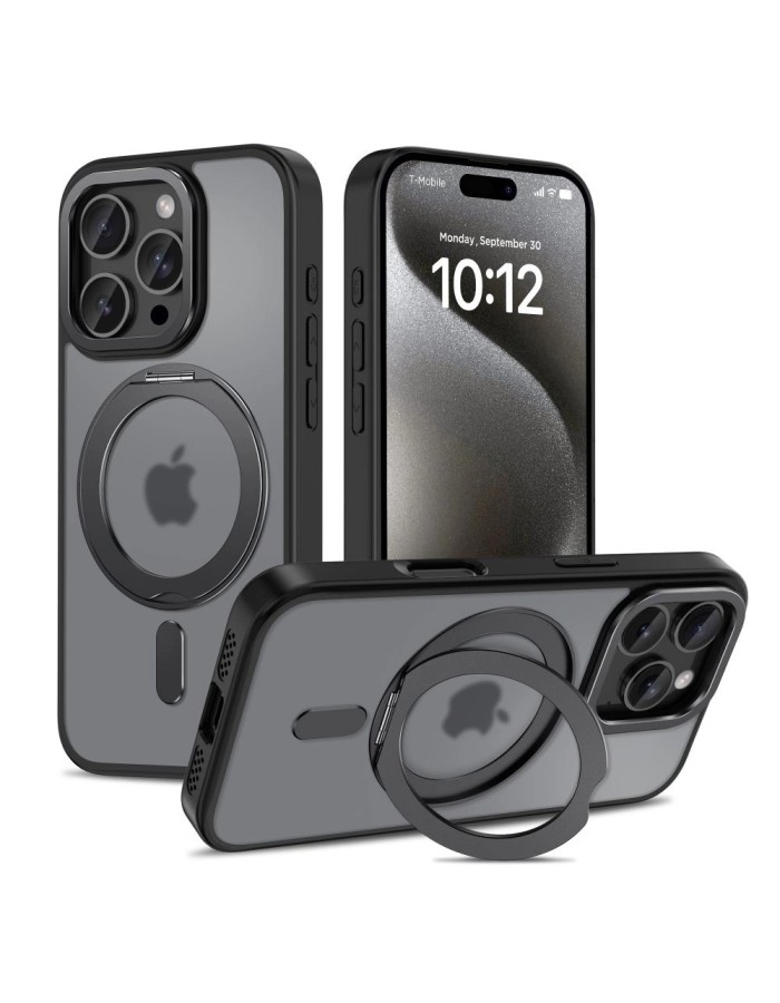 Tech-Protect MagRing MagSafe Case with Stand for iPhone 16 Pro Max - Black Tech-Protect MagRing MagSafe Case with Stand for iPhone 16 Pro Max - Black