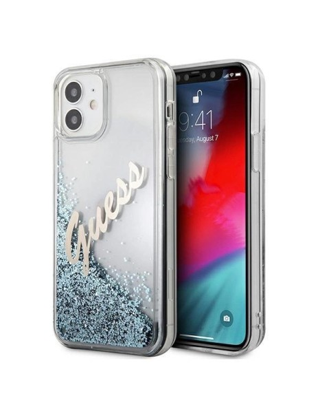 Guess GUHCP12SGLVSBL iPhone 12 mini 5.4" blue/blue hardcase Glitter Vintage Script