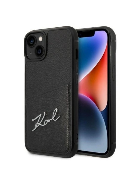 Karl Lagerfeld Signature Logo Cardslot case for iPhone 14 Plus - black
