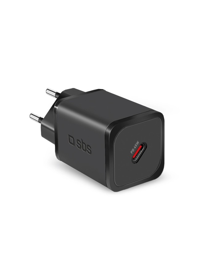 SBS TETRGAN1C45W 45W GaN USB-C Wall Charger with Power Delivery - Black