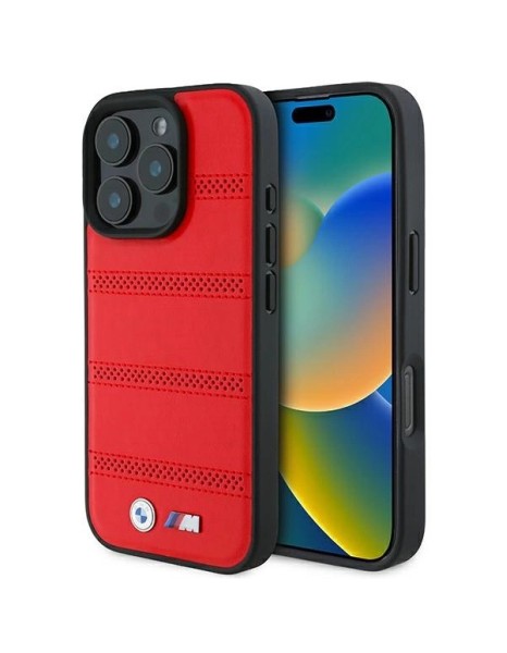 BMW M Perforated And Stitched Line MagSafe case for iPhone 16 Pro - red