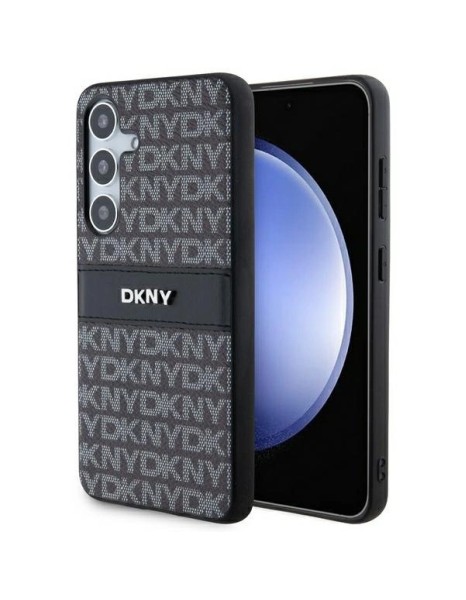DKNY Leather Mono Stripe &amp;amp; Metal Logo case for Samsung Galaxy S24+ - black