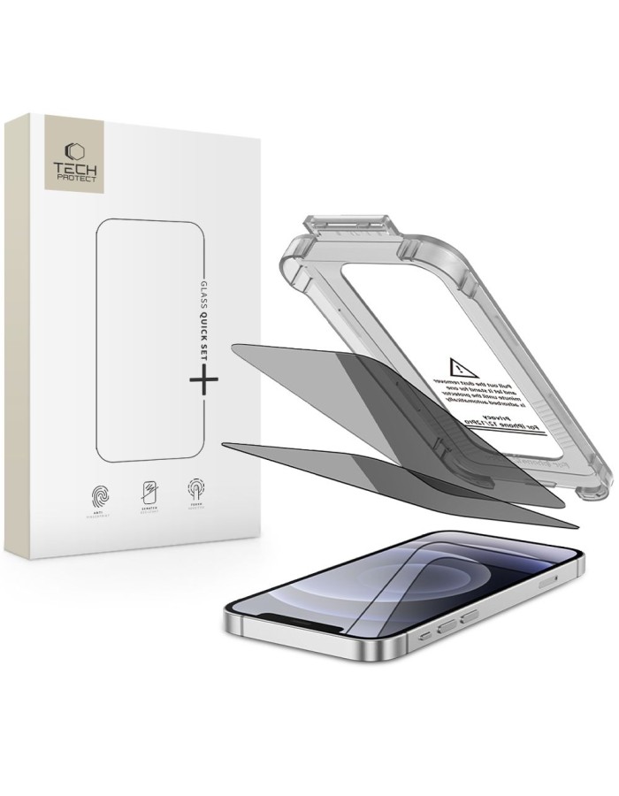 Tech-Protect Quick Set Spy+ Privacy Glass 2-pack for iPhone 12 / 12 Pro Tech-Protect Quick Set Spy+ Privacy Glass 2-pack for iPhone 12 / 12 Pro