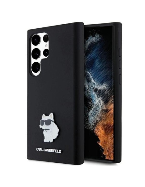 Karl Lagerfeld Silicone Choupette Metal Pin case for Samsung Galaxy S23 Ultra - black