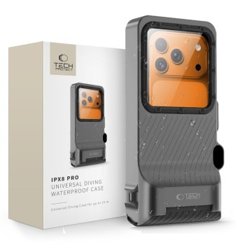 Tech-Protect IPX8 Pro Waterproof Phone Case - Gray and Black Tech-Protect IPX8 Pro Waterproof Phone Case - Gray and Black