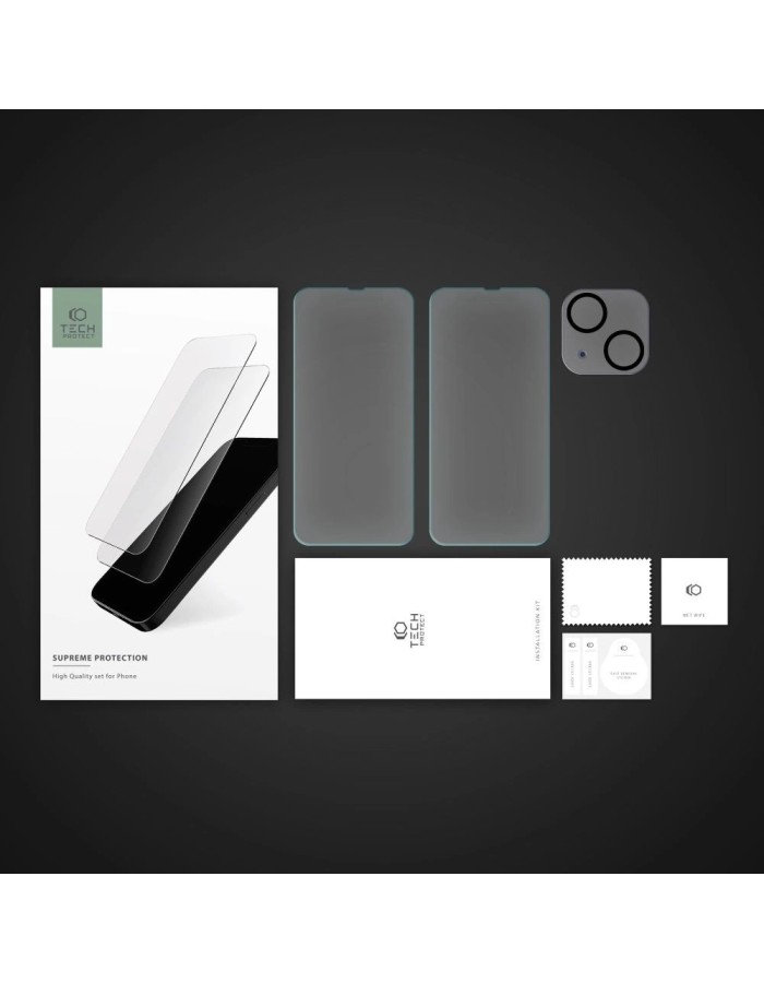 Tech-Protect Supreme Set for iPhone 14 2x tempered glass for display / tempered glass for camera Tech-Protect Supreme Set for iPhone 14 2x tempered glass for display / tempered glass for camera