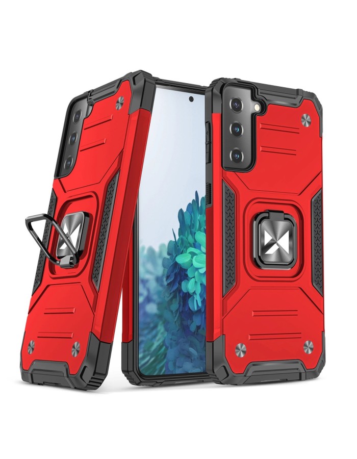 Wozinsky Ring Armor Tough Hybrid Case Cover + Magnetic Mount for Samsung Galaxy S22 + (S22 Plus) Red