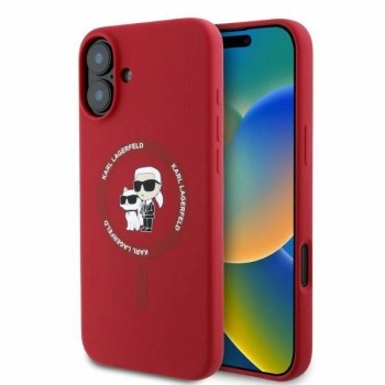 Karl Lagerfeld Silicone Karl&amp;amp;Choupette Heads Ring MagSafe iPhone 16 Case - Red