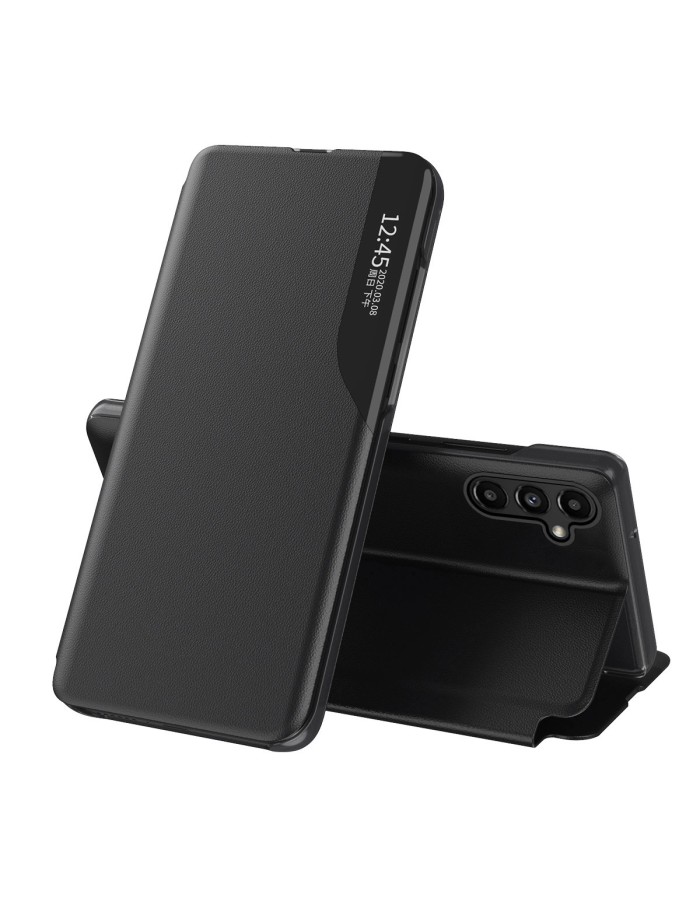 Eco Leather View Case case for Samsung Galaxy A14 with a flip stand black