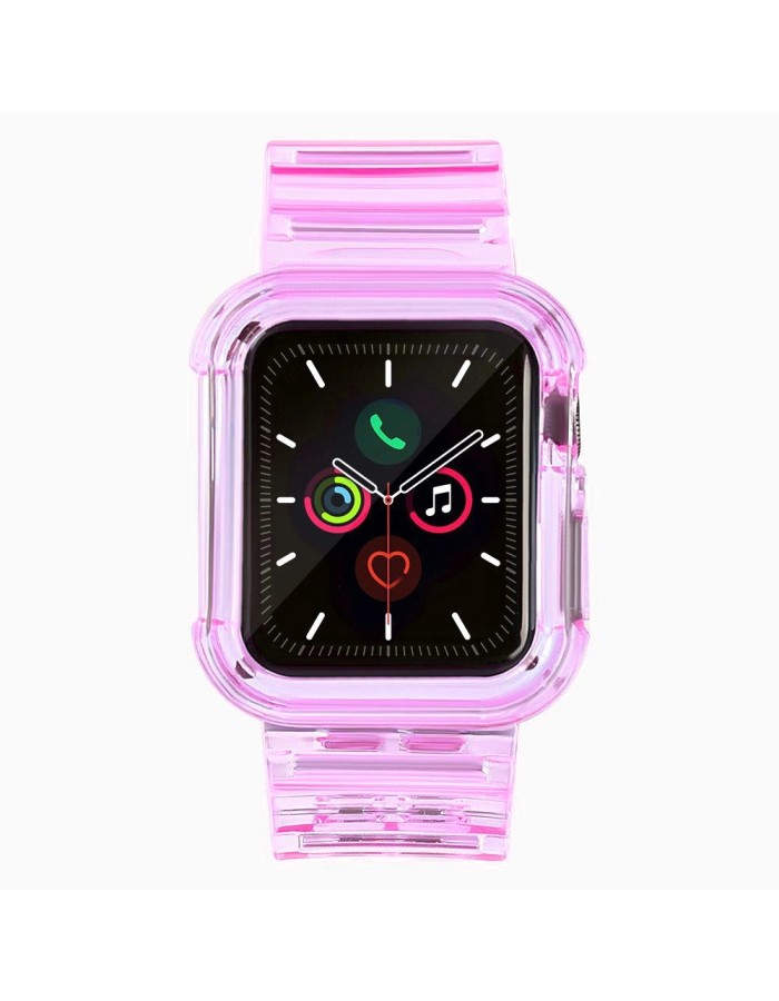 Silicone Band Strap Bracelet Case Strap Light Set for Apple Watch 40mm - Red