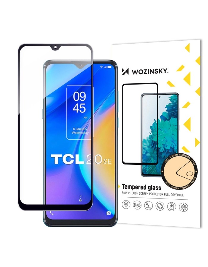 Wozinsky Full Glue Tempered Glass Tempered Glass for TCL 20 SE 9H Full Screen with Black Frame
