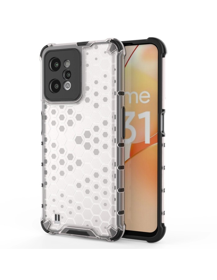 Honeycomb case armored cover with a gel frame Realme C31 transparent