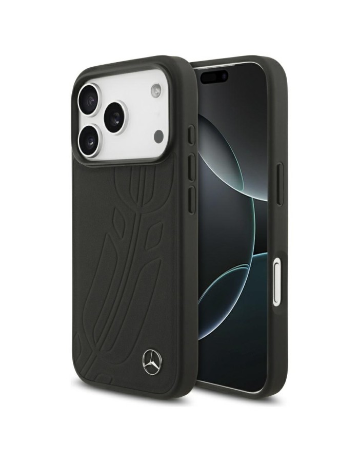 Mercedes Leather Large Laurel Leave MagSafe Case for iPhone 17 Pro - Black Mercedes Leather Large Laurel Leave MagSafe Case for iPhone 17 Pro - Black