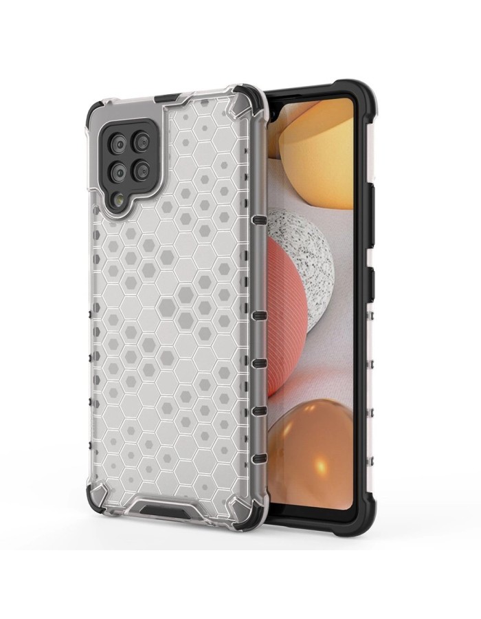 Honeycomb Case armor cover with TPU Bumper for Samsung Galaxy A42 5G transparent
