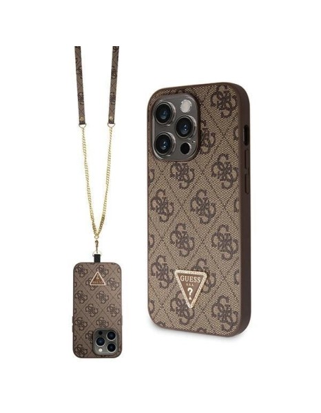 Guess GUHCP14LP4TDSCPW case for iPhone 14 Pro - brown Crossbody 4G Metal Logo Guess GUHCP14LP4TDSCPW case for iPhone 14 Pro - brown Crossbody 4G Metal Logo