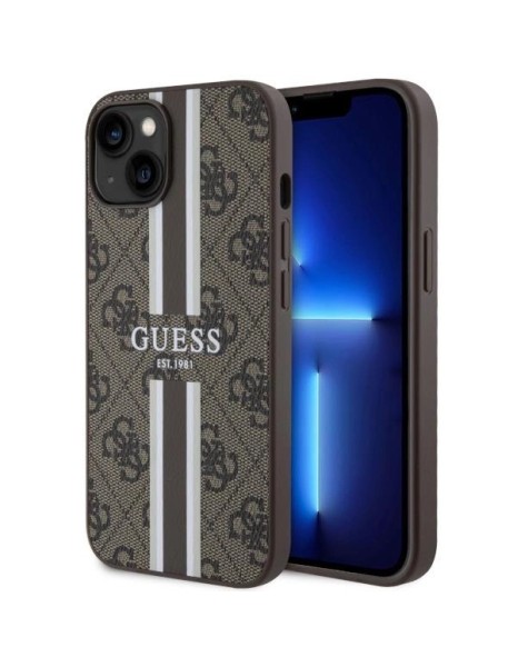 Guess GUHMP14MP4RPSW iPhone 14 Plus 6.7" brown/brown hardcase 4G Printed Stripes MagSafe