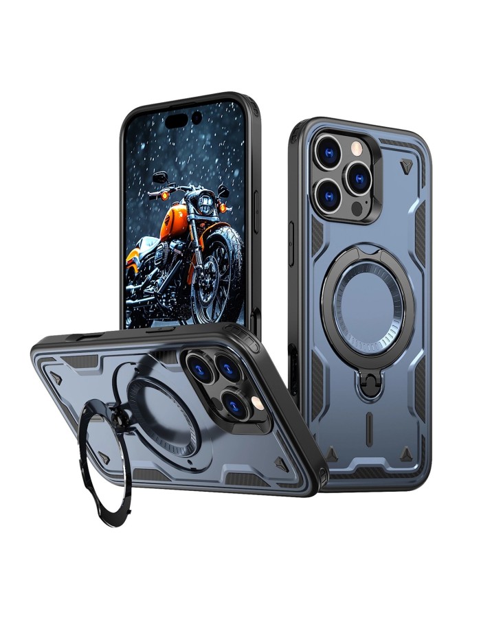 Hybrid Armor Trendy Case with MagSafe for iPhone 16 Pro Max - Blue