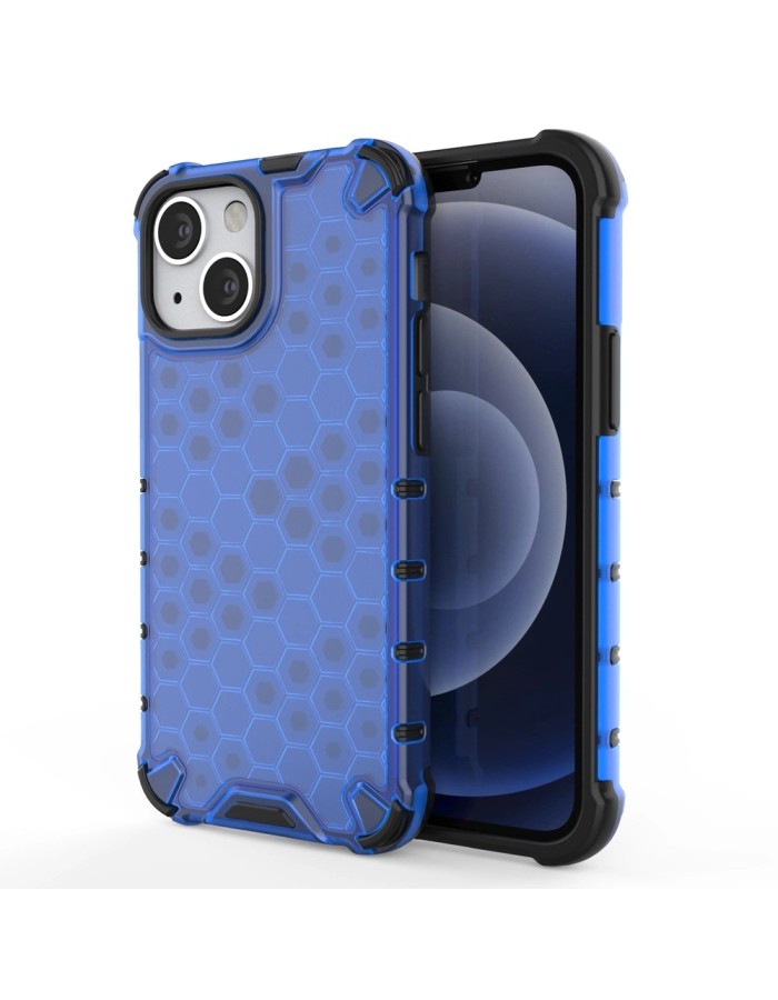 Honeycomb Case armor cover with TPU Bumper for iPhone 13 mini blue