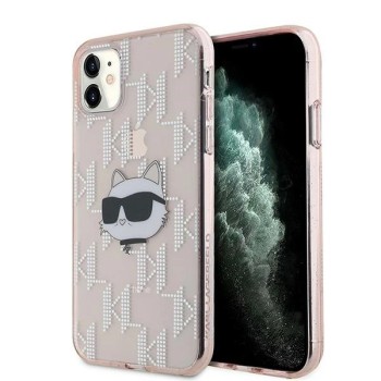 Karl Lagerfeld IML Choupette Head &amp;amp; Monogram case for iPhone 11 / Xr - pink