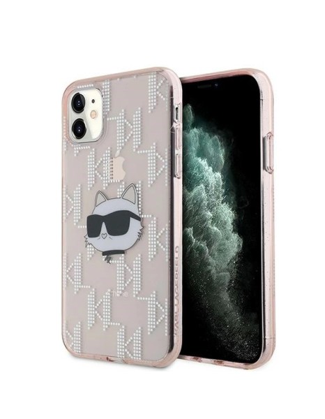 Karl Lagerfeld IML Choupette Head &amp;amp; Monogram case for iPhone 11 / Xr - pink