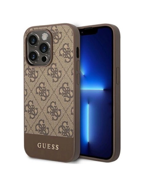 Guess GUHCP14LG4GLBR iPhone 14 Pro 6.1" brown/brown hard case 4G Stripe Collection
