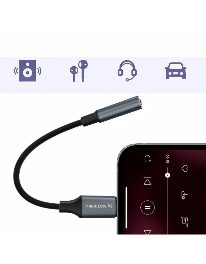 Wozinsky WALJ-01 Lightning adapter - 3.5mm mini jack - black Wozinsky WALJ-01 Lightning adapter - 3.5mm mini jack - black