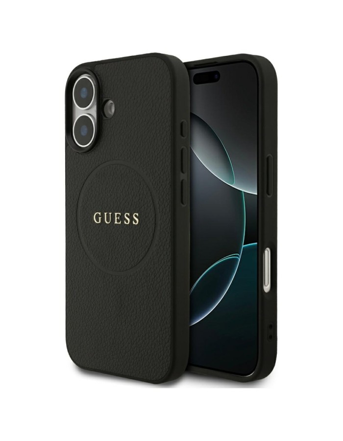 Guess Grained Ring MagSafe case for iPhone 17 - black Guess Grained Ring MagSafe case for iPhone 17 - black