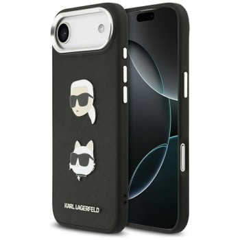 Karl Lagerfeld FW Grained Karl &amp;amp; Choupette Heads Pins &amp;amp; Logo iPhone Air Case - Black