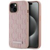Karl Lagerfeld Leather Monogram Metal Logo MagSafe iPhone 15 Case - Pink