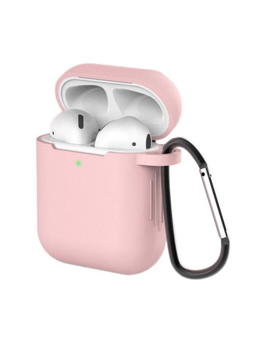 Case for AirPods 2 / AirPods 1 silicone soft case for headphones + keychain carabiner pendant pink (case D) Case for AirPods 2 / AirPods 1 silicone soft case for headphones + keychain carabiner pendant pink (case D)
