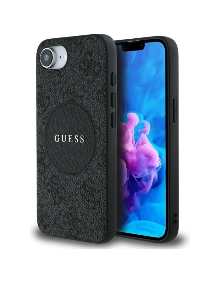Guess 4G Circle Classic Logo MagSafe case for iPhone 16e - black