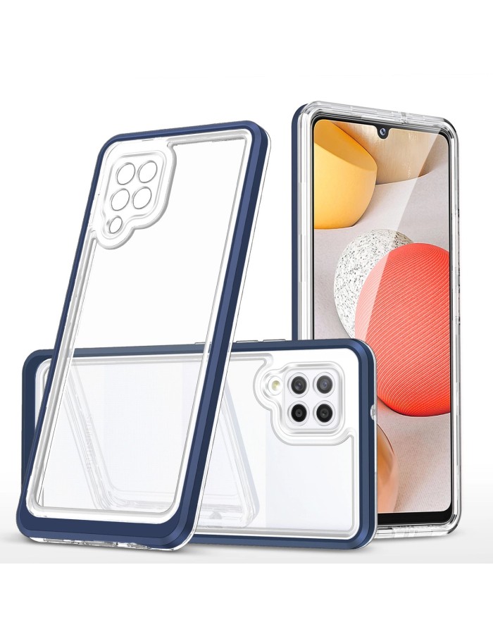 Clear 3in1 Case for Samsung Galaxy A42 5G Frame Gel Cover Blue Clear 3in1 Case for Samsung Galaxy A42 5G Frame Gel Cover Blue