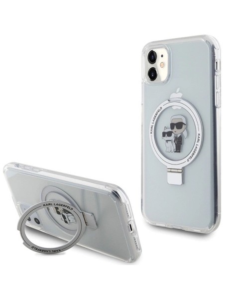 Karl Lagerfeld KLHMN61HMRSKCH iPhone 11 / Xr 6.1" white/white hardcase Ring Stand Karl&amp;amp;Choupette MagSafe