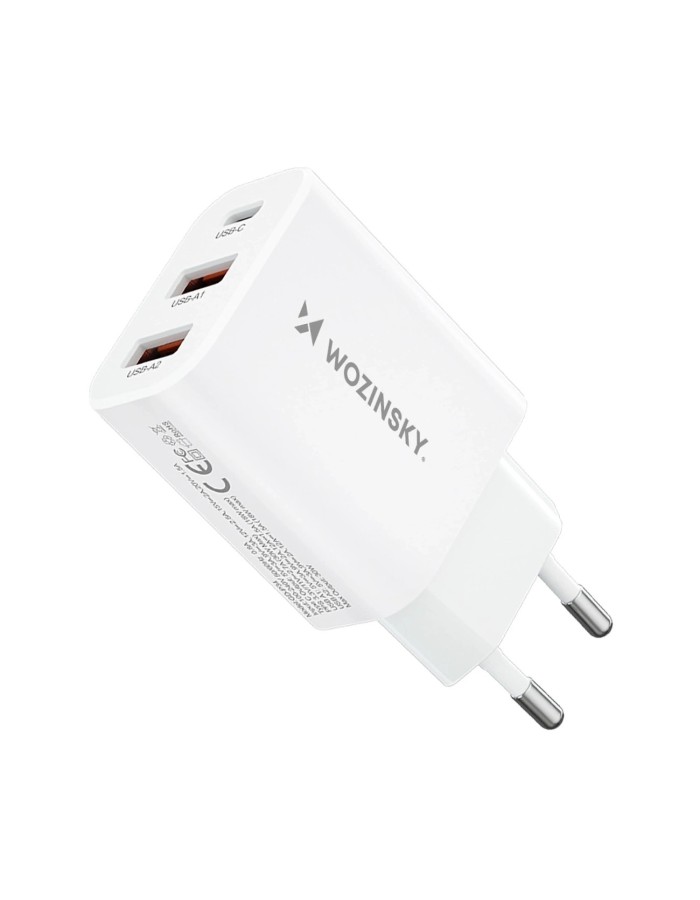 Wozinsky CWCUCW 30W USB-C / 2 x USB-A Wall Charger - White