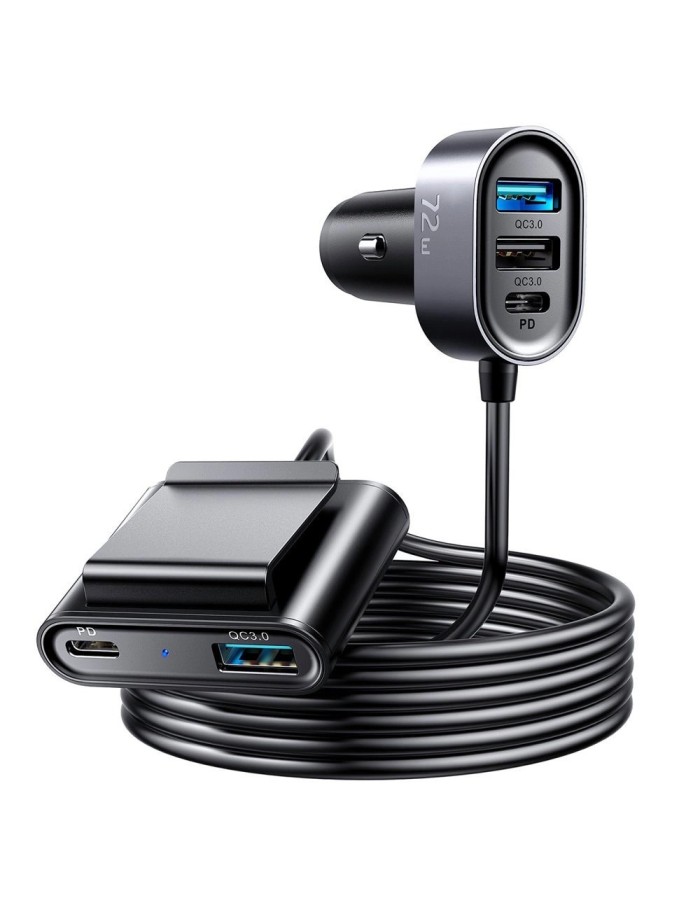 Joyroom car charger 2xPD + 2xQC3.0 72W 1.5m black (JR-CL05)