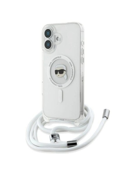 Karl Lagerfeld Crossbody IML Karl Head Magsafe Case for iPhone 16 - Clear