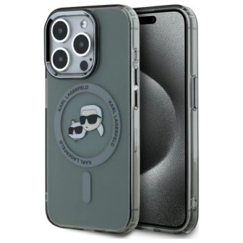 Karl Lagerfeld KLHMP15LHLSKCK iPhone 15 Pro 6.1" black/black hardcase IML Metal Karl&amp;amp;Choupette Head MagSafe