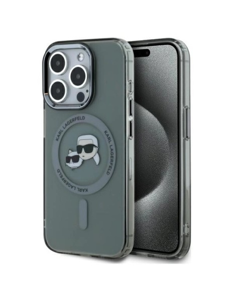 Karl Lagerfeld KLHMP15XHLSKCK iPhone 15 Pro Max 6.7" black/black hardcase IML Metal Karl&amp;amp;Choupette Head MagSafe