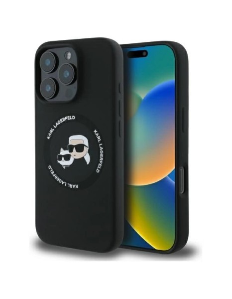 Karl Lagerfeld KLHMP16XSKCHTCK iPhone 16 Pro Max 6.9" black/black hardcase Silicone Karl&amp;amp;Choupette Heads MagSafe